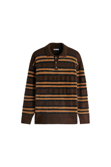 STRIPED KNIT POLO SHIRT