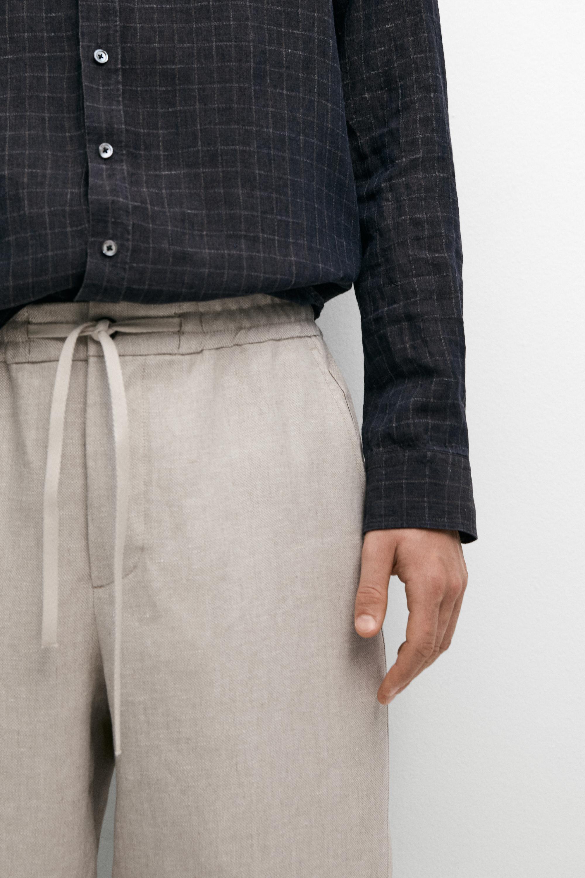 Pantalon structuré 100 % lin total look