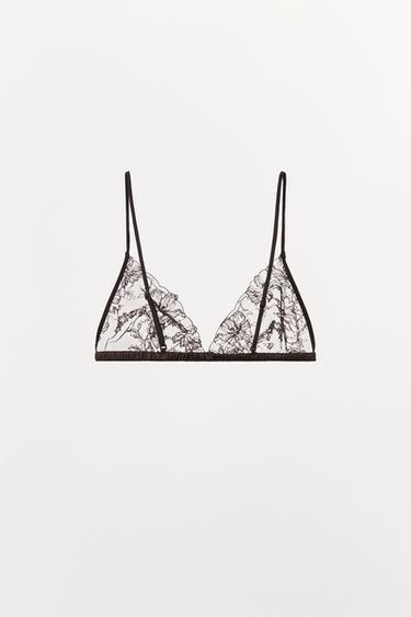 TRIANGLE BRA WITH CONTRAST LACE - Dark brown by Zara - Image 7
