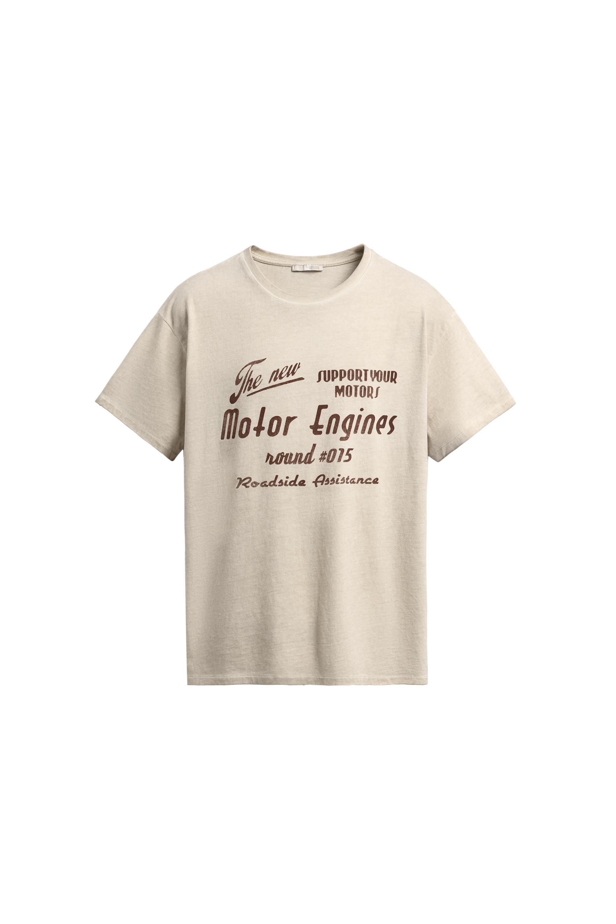 ヴィンテージ風テキストプリントTシャツ - ベージュ | ZARA Japan / 日本
