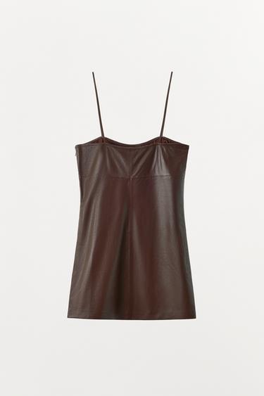 ROBE 100 % CUIR PLIS LIMITED EDITION - chocolat de Zara - Image 4