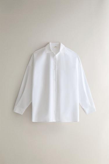 CHEMISE EN COTON UNIE - Blanc de Zara - Image 0