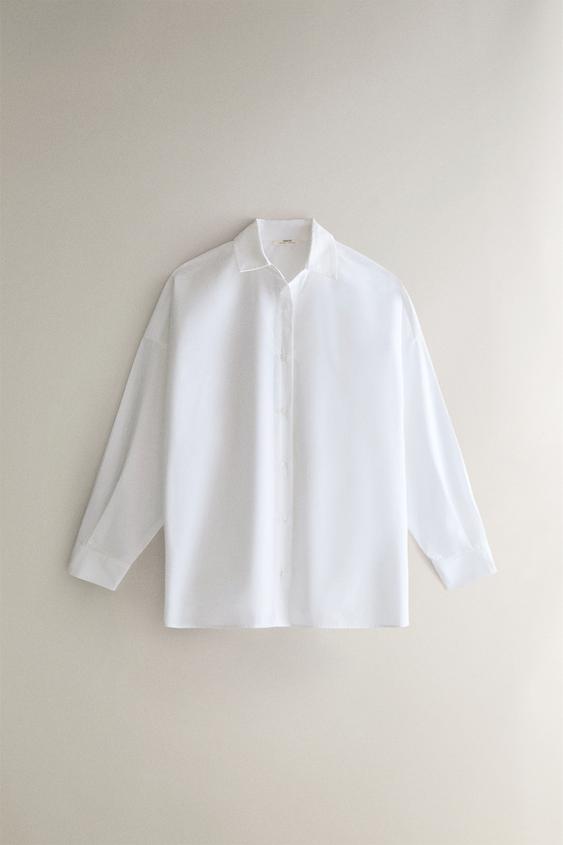PLAIN COTTON SHIRT - White by Zara - Image 0