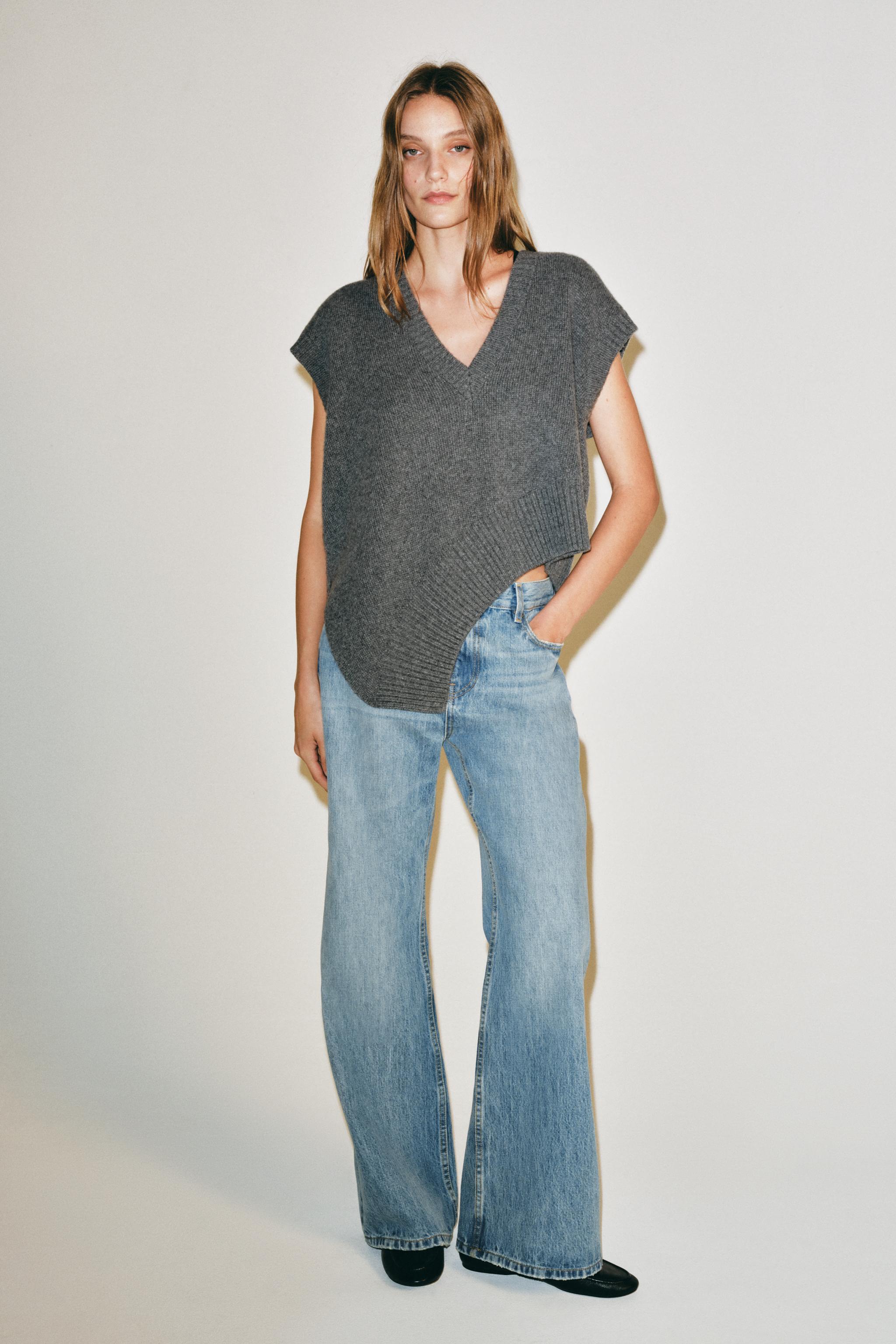 WOOL ASYMMETRICAL HEM VEST — Gray