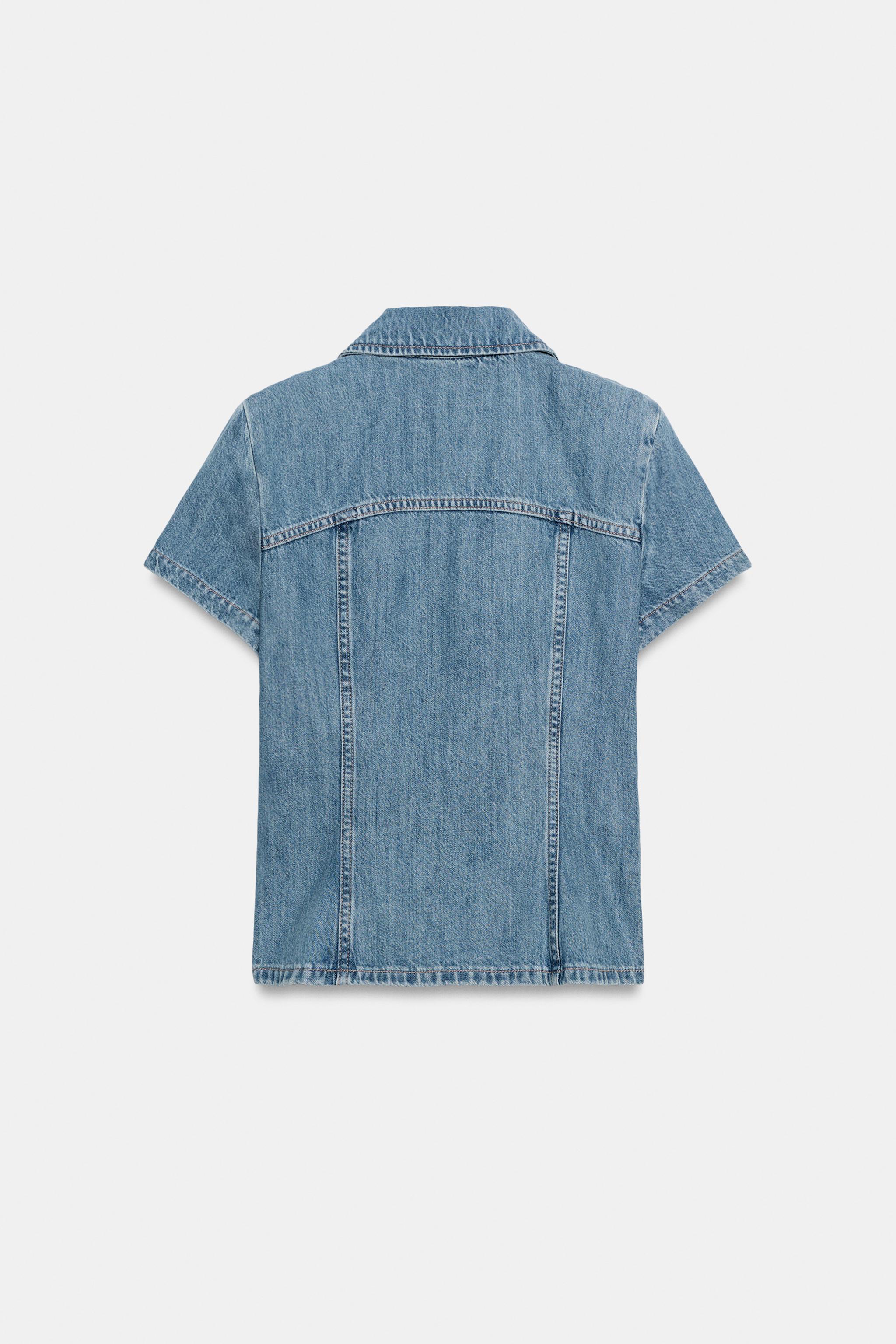 Женские рубашки Zara TRF ZIPPERED DENIM SHIRT — фото 6