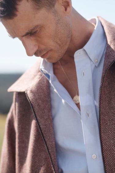 LIMITED EDITION WOOL HERRINGBONE JACKET - Burgundy by Zara - Image 3