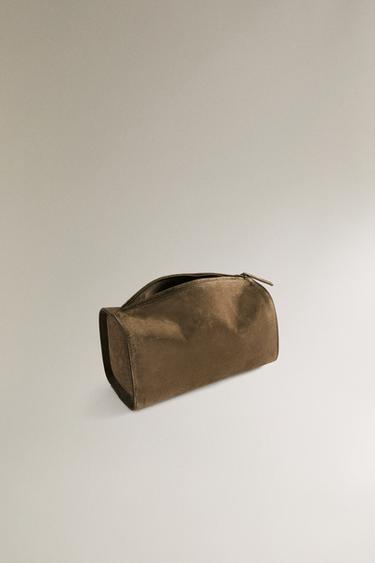 LEATHER WASH BAG - Khaki Green by Zara - Image 3