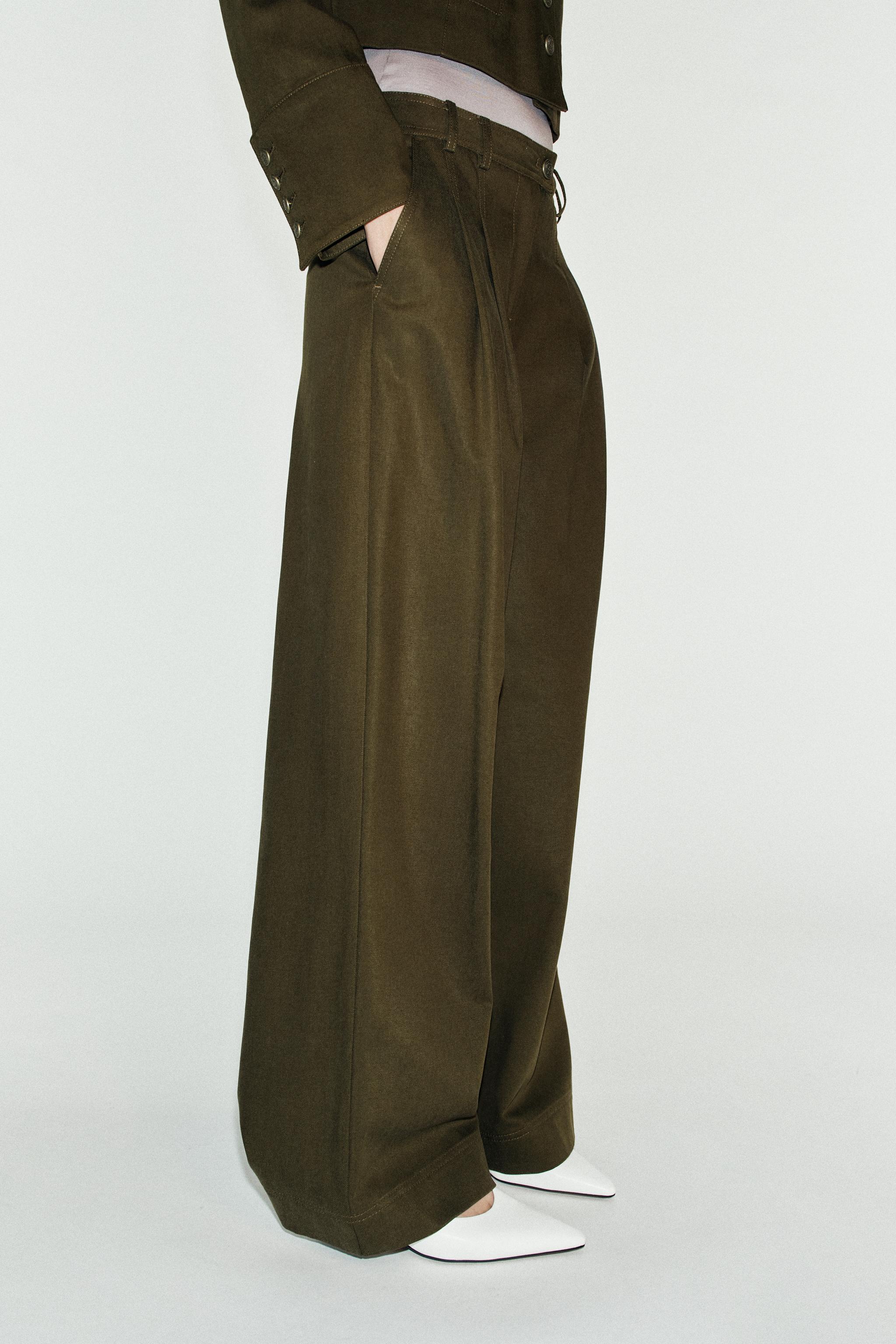 Женские брюки Zara WIDE-LEG PLEATED PANTS — фото 7