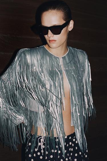 جاكيت شراشيب ترتر ZW COLLECTION - صخري by Zara