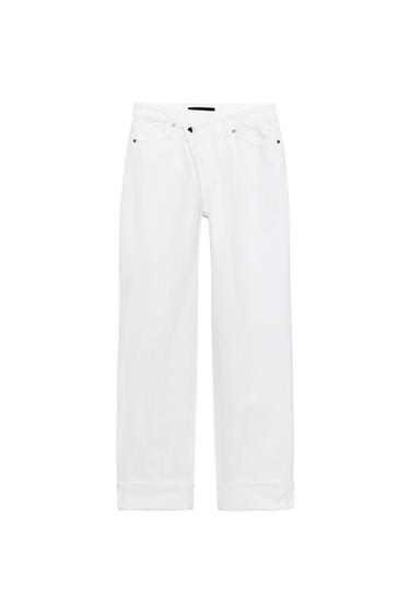 JEANS Z1975 STRAIGHT MIT HOHEM, ÜBERKREUZTEM BUND - Weiß von Zara