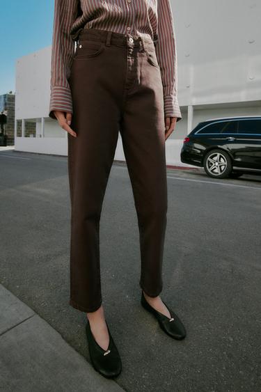 Zara Z.01 MOM FIT HIGH-RISE JEANS - Brown