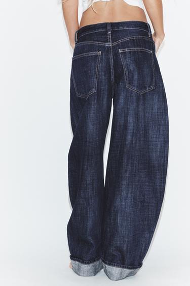 TRF BARREL FOLDED MID-RISE JEANS - Dark indigo by Zara - Image 5