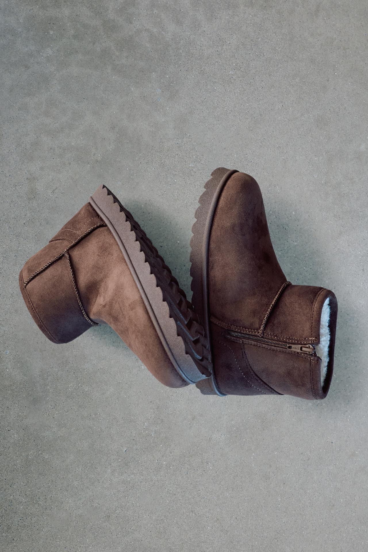 LINED ANKLE BOOTS — Brown