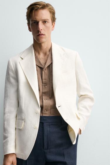 100% LINEN RELAXED FIT SUIT BLAZER - White by Zara - Image 4