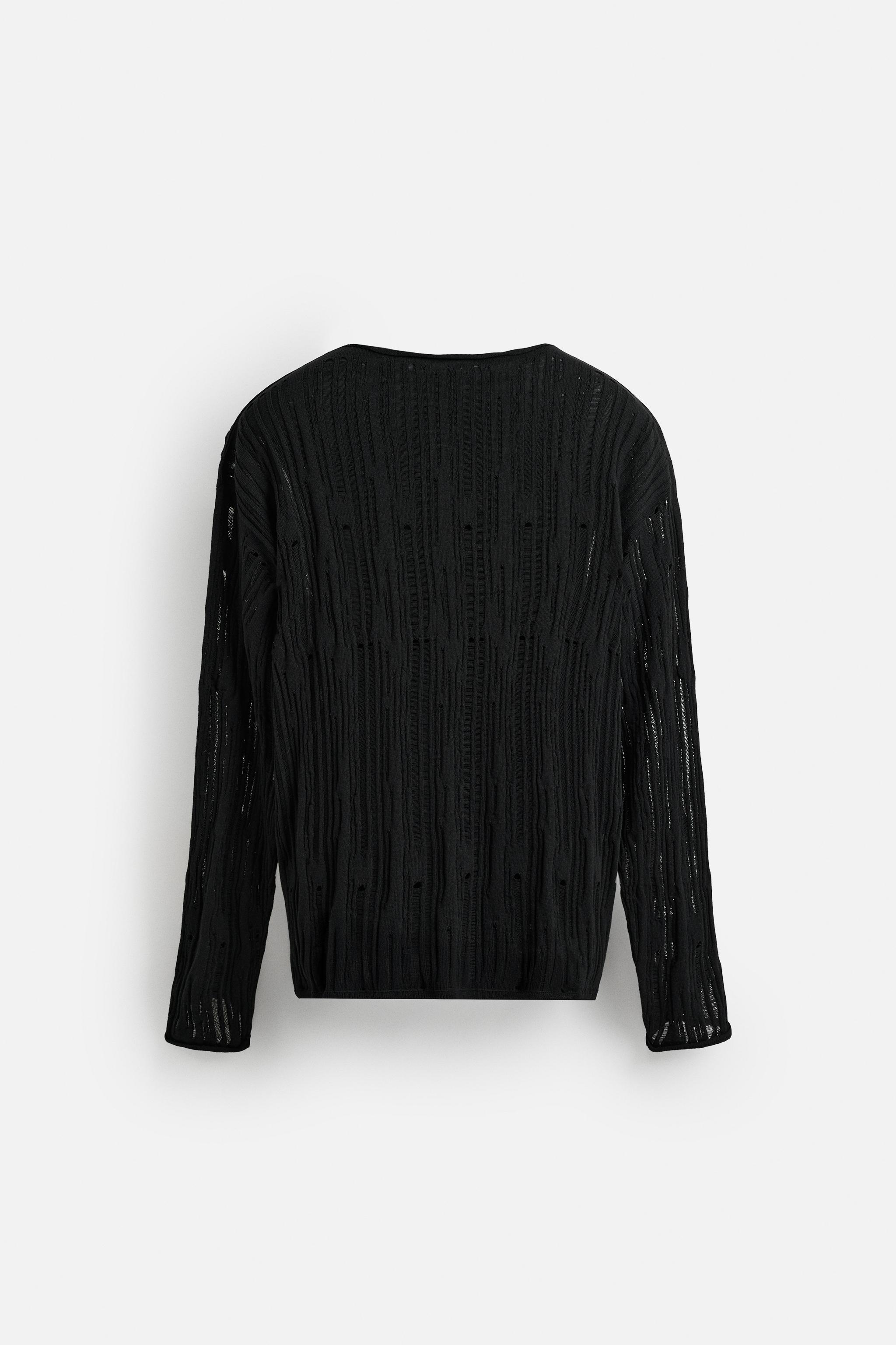 トップス kolor black sweater 22aw DROP STITCH TEXTURED SWEATER - Black | ZARA Canada