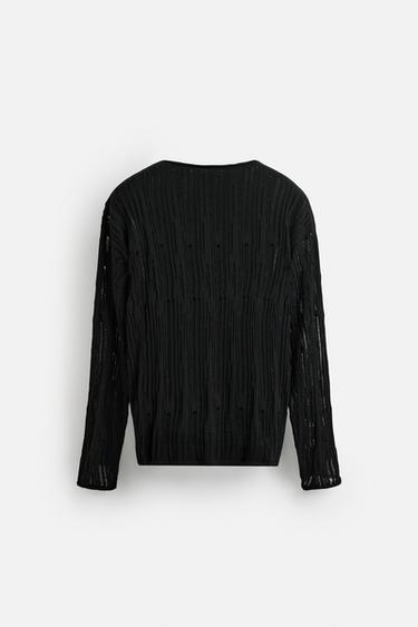 DECONSTRUCTED TEXTURED SWEATER - Black by Zara - Image 7