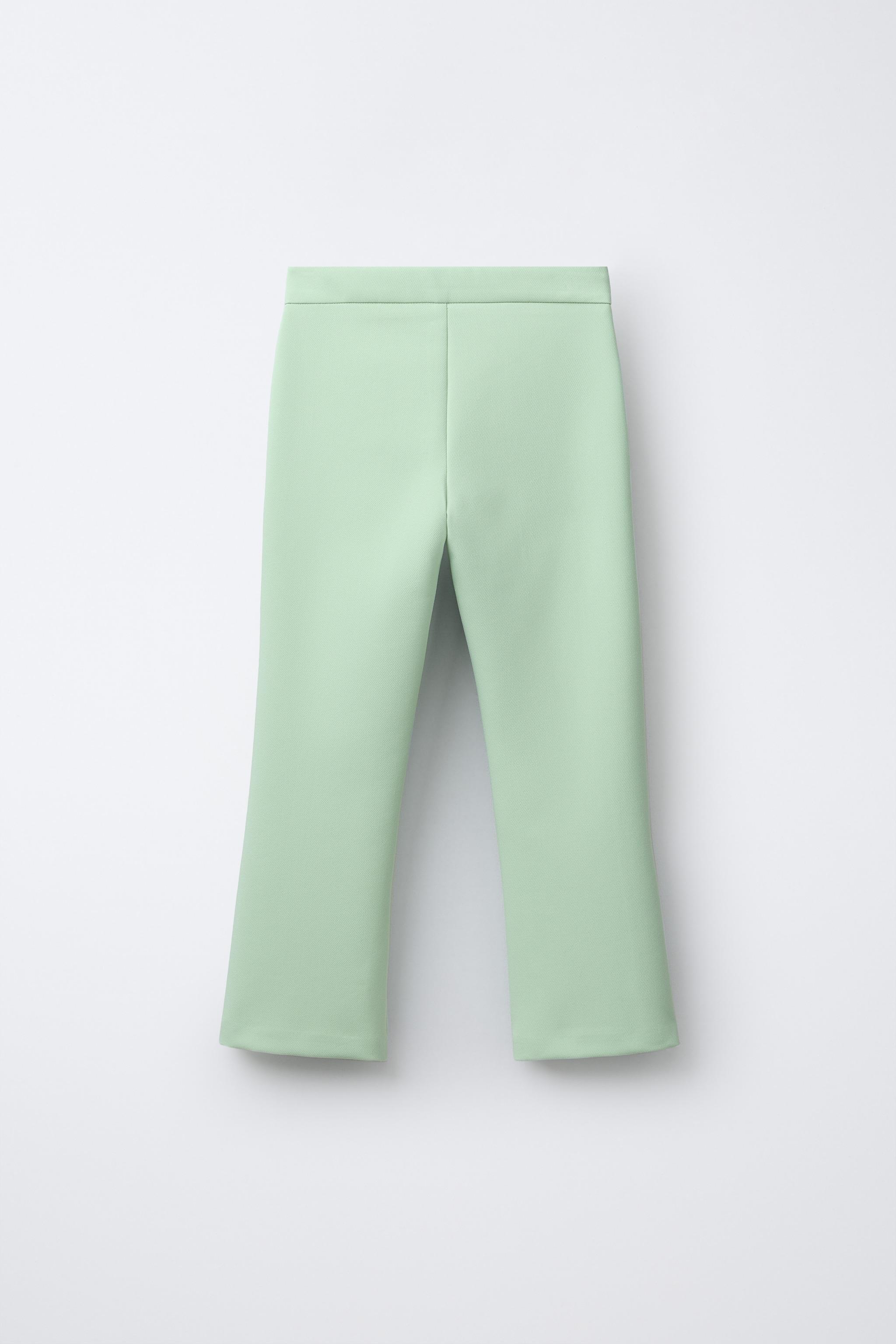 FLARE TROUSERS WITH SEAM DETAIL — Sea green (alternate view)