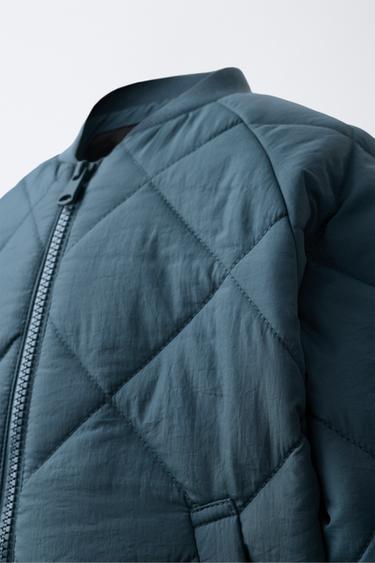 WATER-REPELLENT QUILTED BOMBER JACKET - Green / Blue by Zara - Image 4