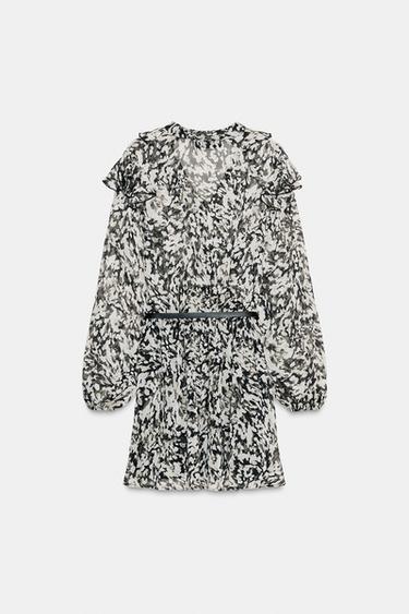 ROBE COURTE IMPRIMÉE CEINTURE - Multicolore de Zara - Image 6
