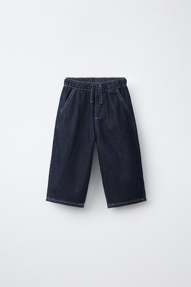LOOSE TWILL TIE WAIST TROUSERS - Blue by Zara