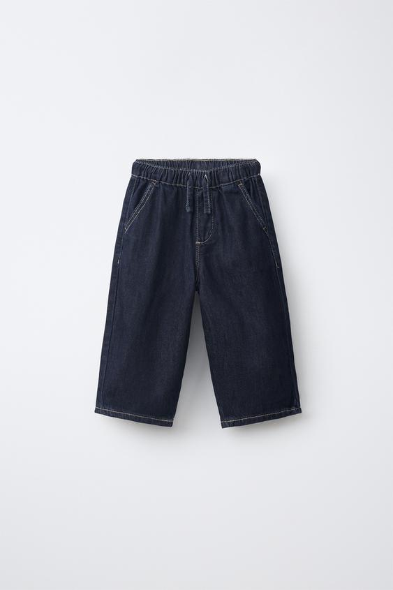 LOOSE TWILL TIE WAIST TROUSERS - Blue by Zara - Image 0