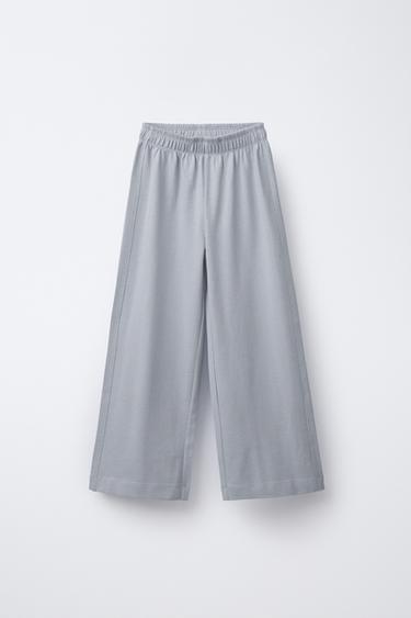 Zara HEAVY WEIGHT WIDE LEG PANTS - Gray