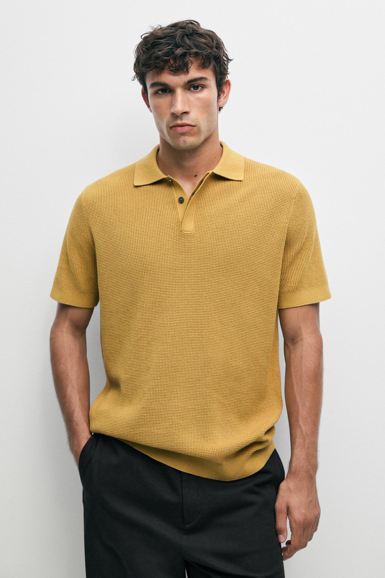 100% cotton short sleeve polo shirt — Mustard