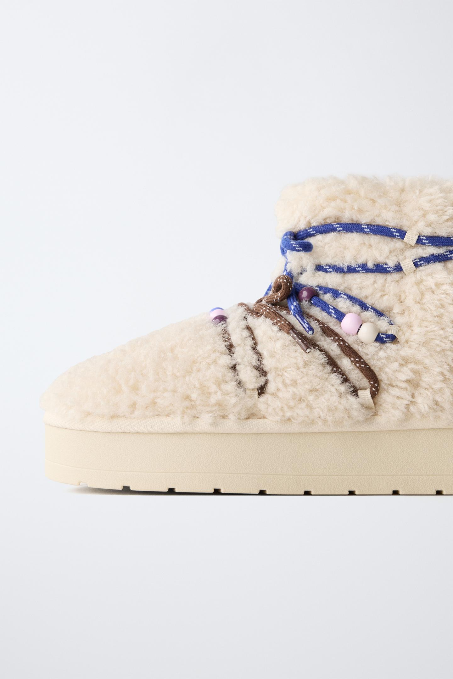 Детские ботинки Zara Shearling Charms Ankle, цвет: Молочный белый — фото 6