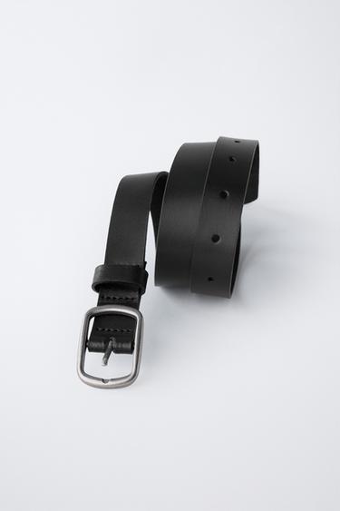 100% LEATHER BELT - Black by Zara