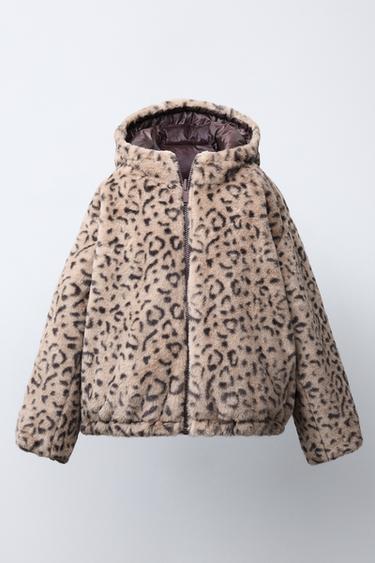 BLOUSON RÉVERSIBLE EFFET FOURRURE ANIMAL PRINT - Marron foncé de Zara - Image 1