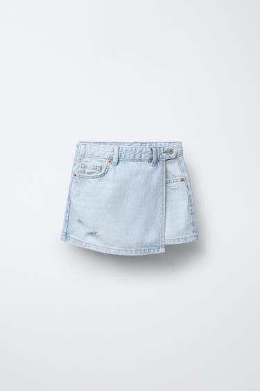 FALDA BERMUDA DENIM - Azul claro de Zara