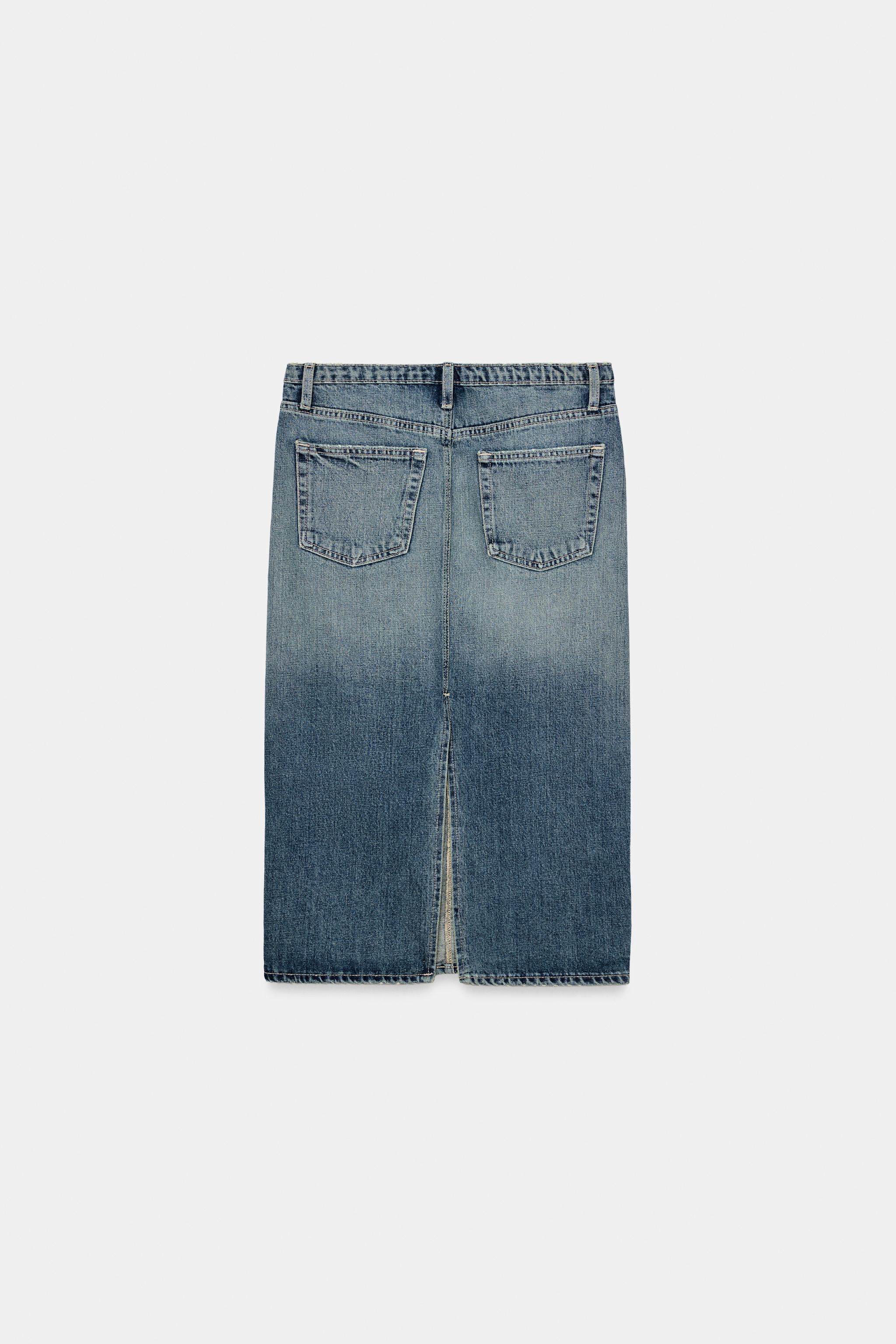 Zara TRF DENIM MİDİ ETEK görsel 7