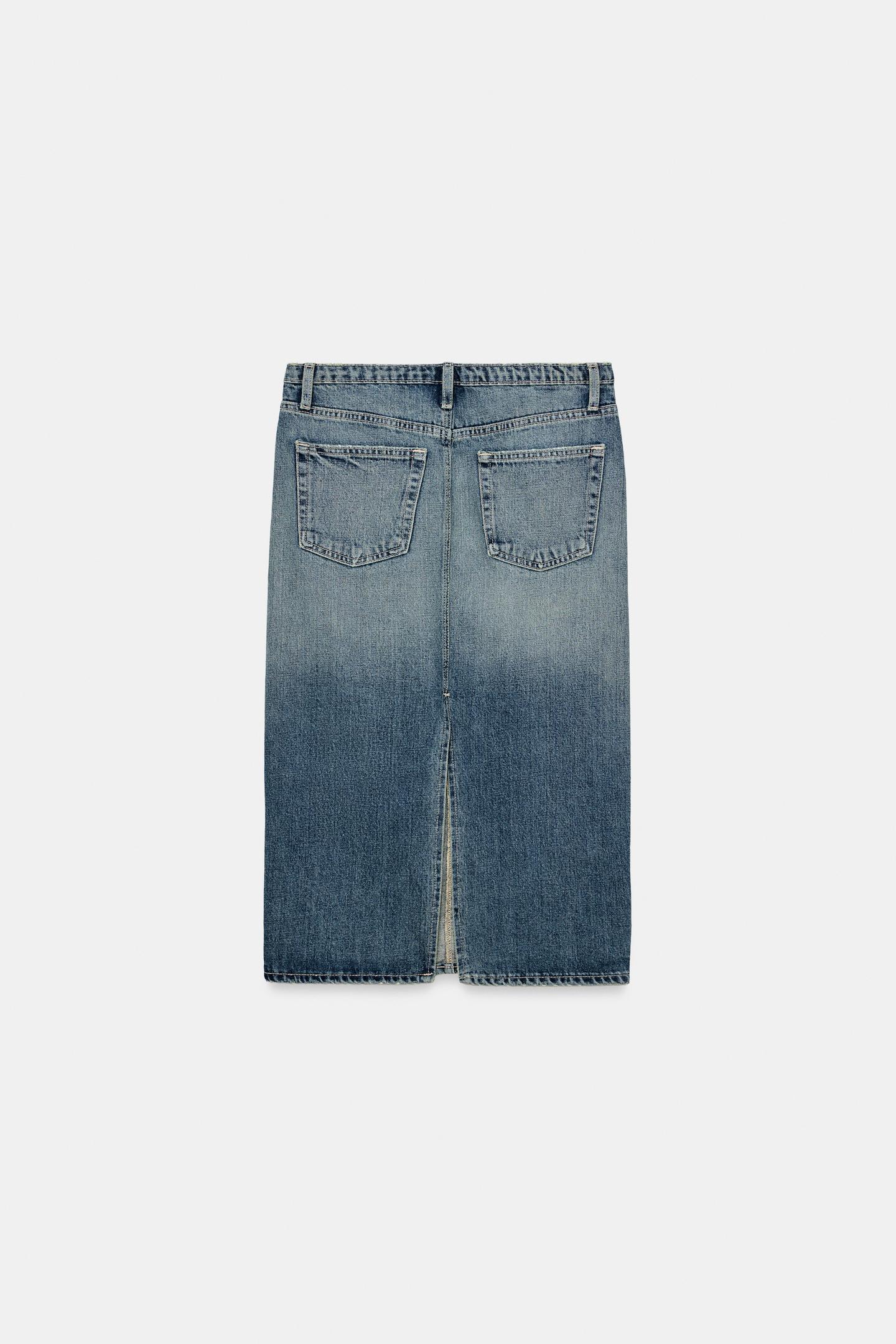 Женская юбка Zara Trf Denim MIDI, цвет: Синий — фото 7