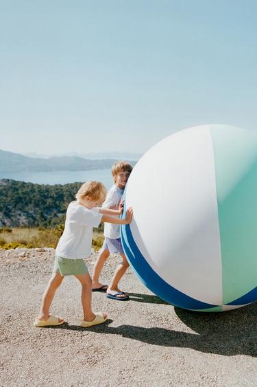 Zara AGES 6-14/ SEERSUCKER SWIM SHORTS - Green