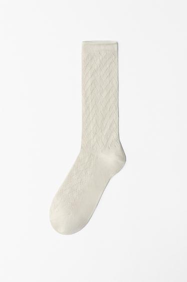OPENWORK VISCOSE SOCKS - Ecru by Zara