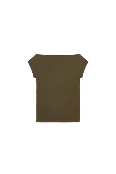BOAT NECK T-SHIRT - Khaki by Zara