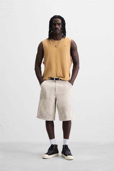 WASHED BERMUDA SHORTS WITH ABSTRACT PRINT - 028 by Zara