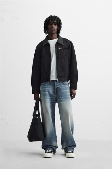 DENIM JACKET WITH ZIP - Black by Zara - Image 0