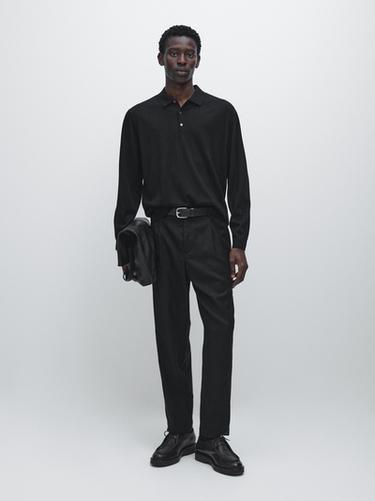 Zara Relaxed fit wool blend darted trousers - Black - Image 0