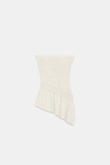 ASYMMETRIC BANDEAU TOP - Ecru by Zara - Image 3