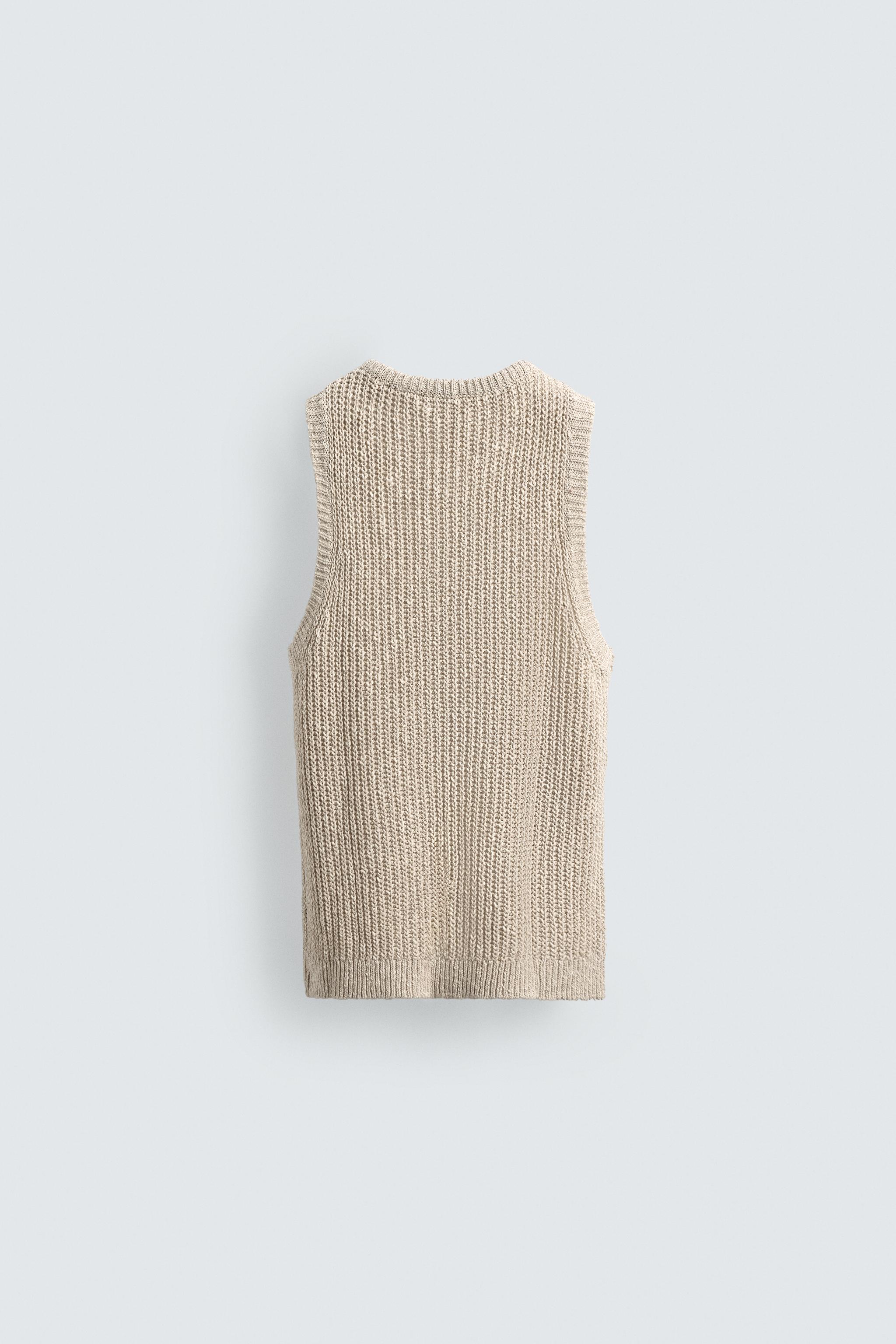 KNIT COTTON LINEN BLEND TANK TOP