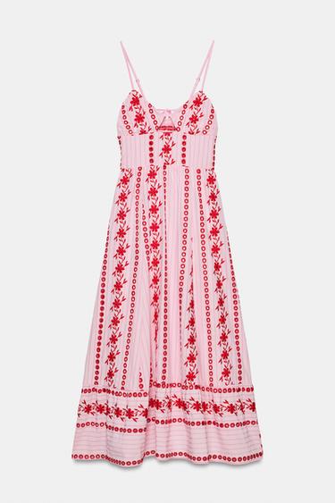 ROBE MIDI À BRODERIES PERFORÉES - Rose de Zara - Image 5