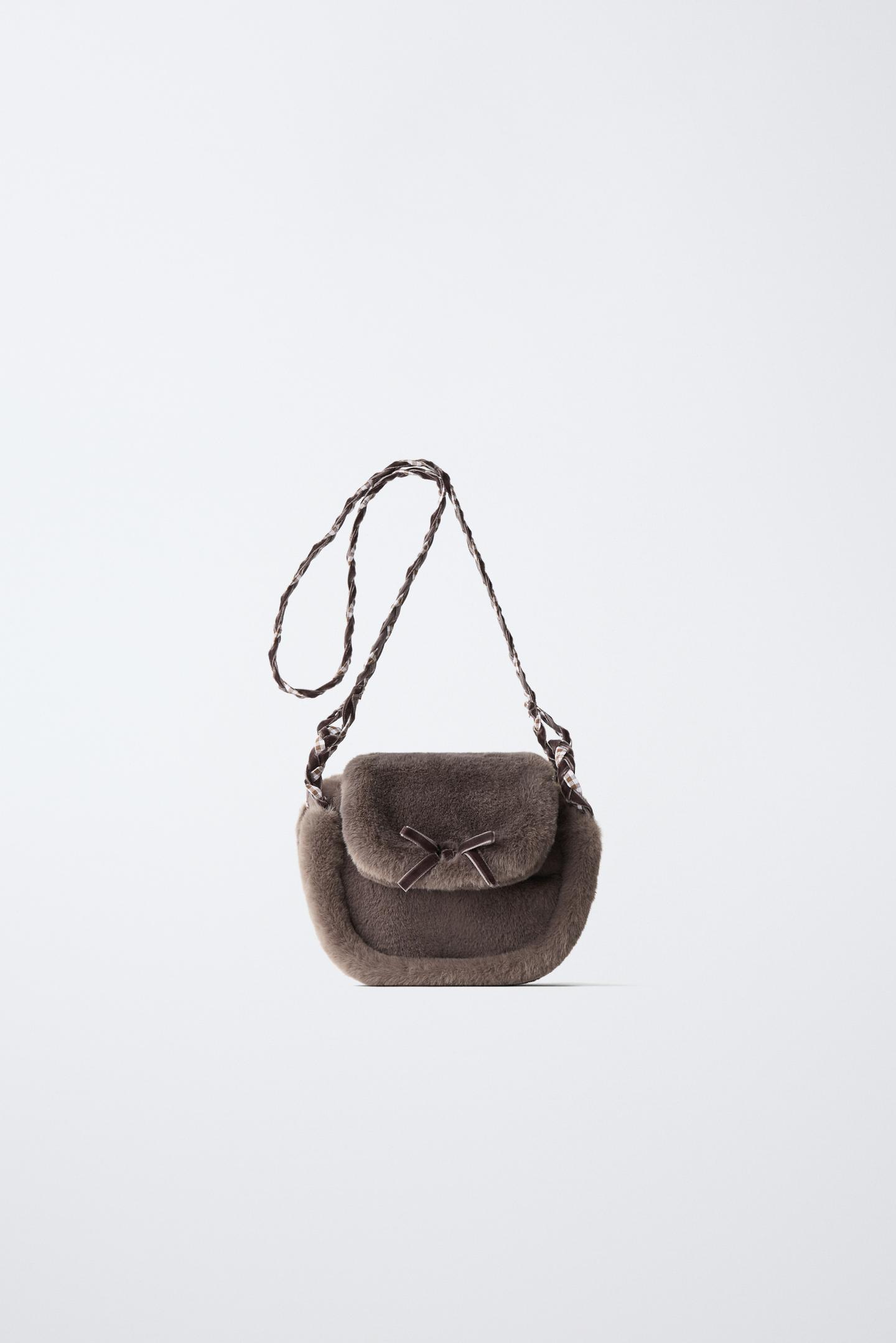 Детская сумка Zara Fur Bow Crossbody, цвет: Серый — фото 1