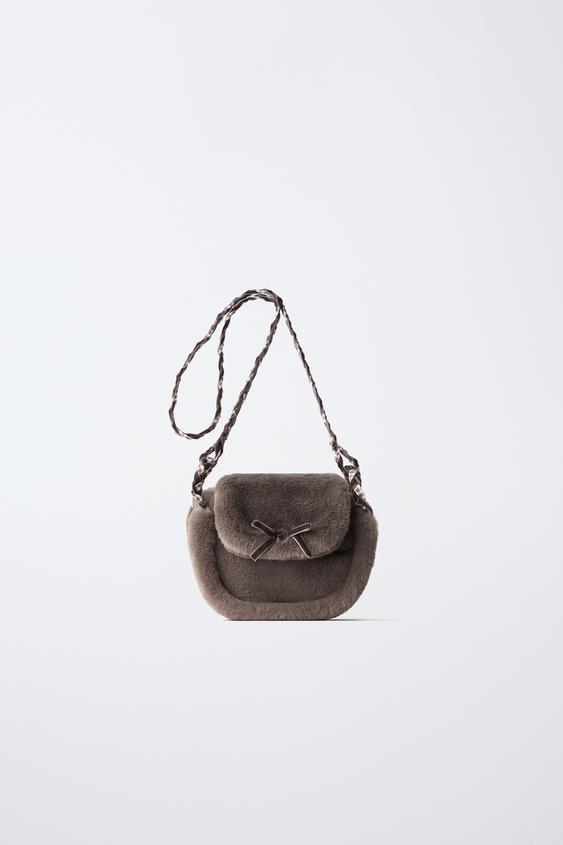 SHEEPSKIN BOW CROSSBODY BAG - Grey by Zara - Image 0