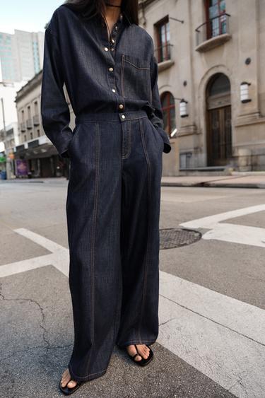 JEAN Z1975 JOGGER WIDE LEG TAILLE HAUTE - Bleu de Zara - Image 1