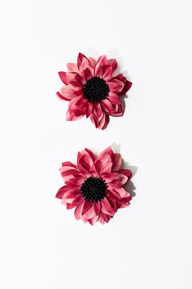 Zara MAXI CONTRAST FLOWER EARRINGS - Pink