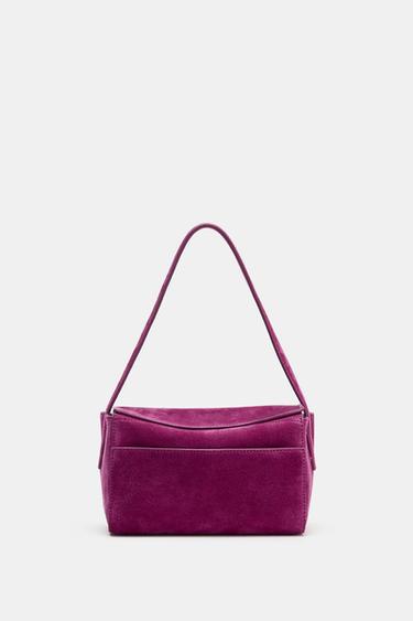 Zara MINI LEATHER HANDBAG - Cherry Red