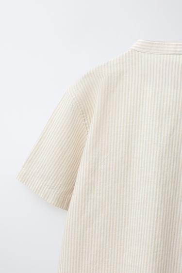 STRIPED COTTON LINEN SHIRT - Sand by Zara - Image 3