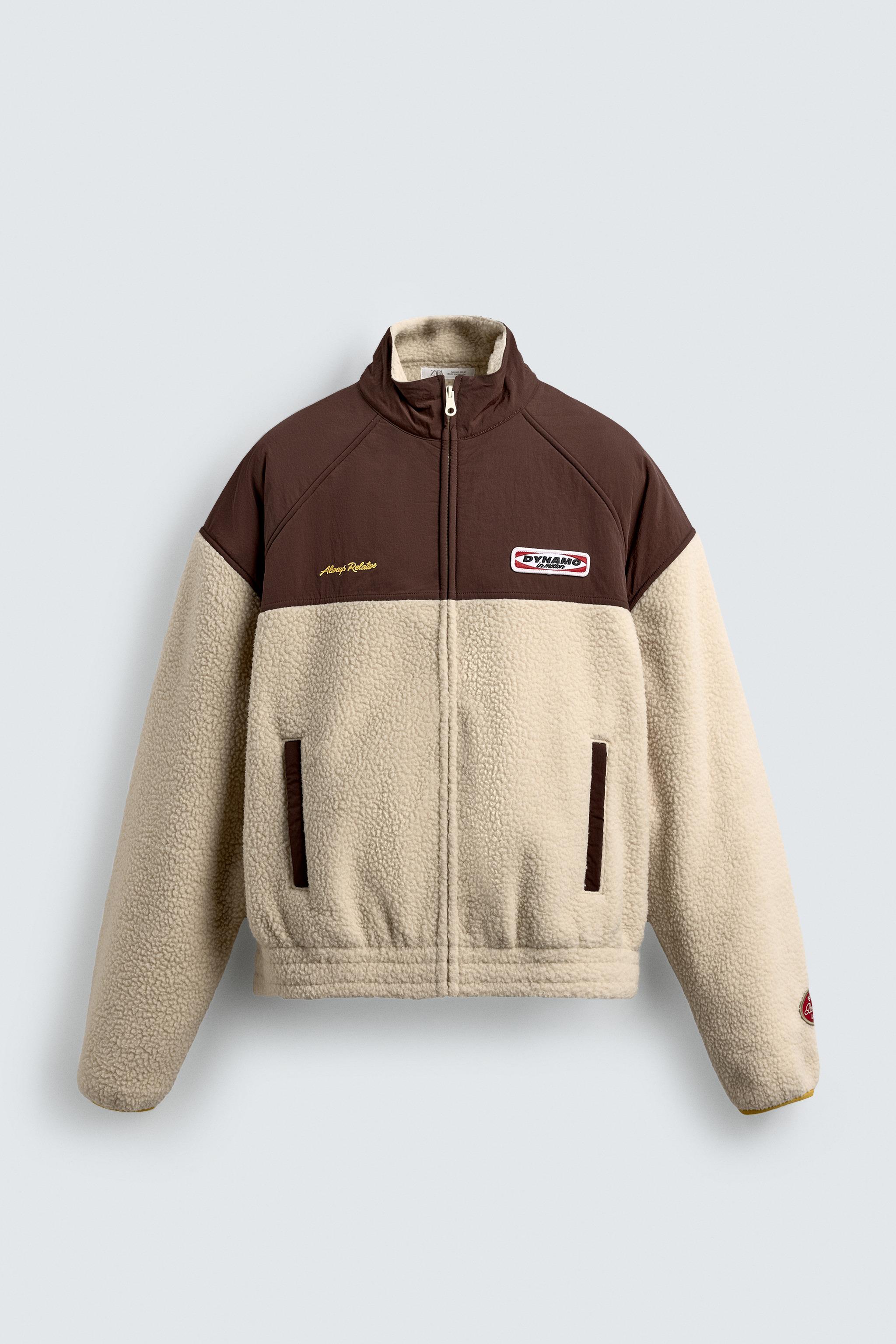 コントラストフェイクシープスキンジャケット - ブラウン | ZARA Japan