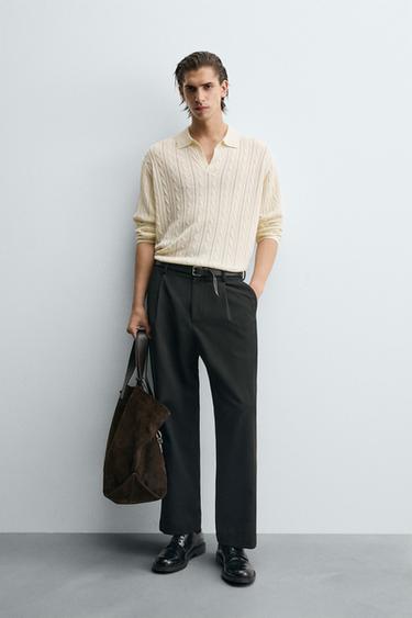 BRAIDED TEXTURE POLO SHIRT - Ecru by Zara - Image 0